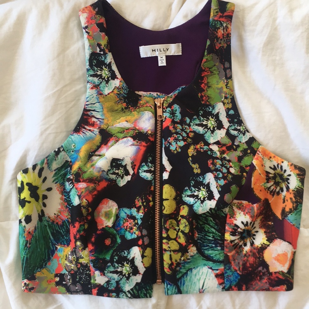 MILLY floral crop top
